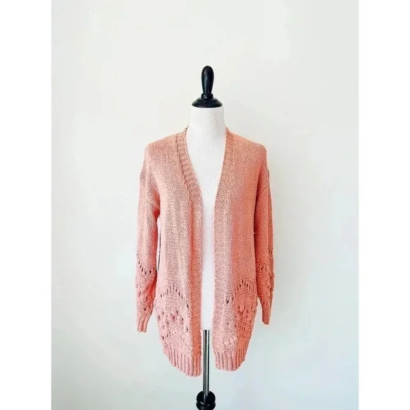 Boutique Brand Coral Chunky Cardigan Size M - Picture 2 of 11